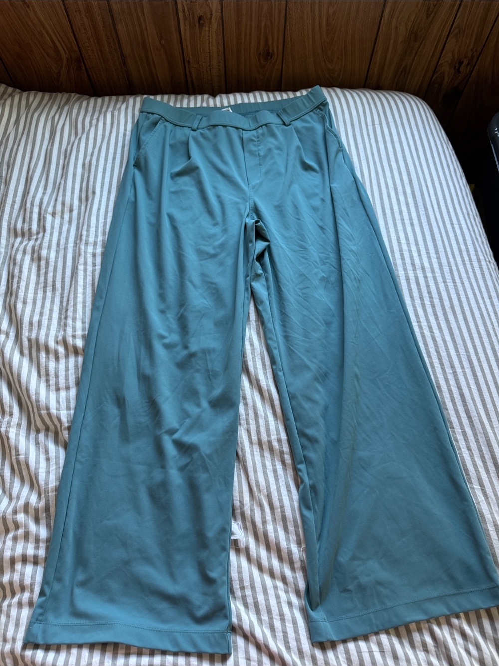 Wide Leg Halara Work Pants in Dusty Teal